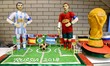 A Sweet shop arranges the display of the FIFA world cup trophy model ahead of the upcoming...