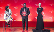 Liz Bacelar, Daniel Ramamoorthy and Sophia the robot as a special guest of the Impact’18 c...