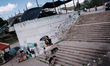 Street scene in the Albanian side of Mitrovica at the bridge that splits the Serbian from...