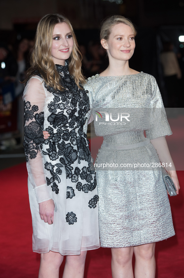Laura Carmichael and Mia Wasikowska attend the screening of 'Madame Bovary' at The Odeon West End, Leicester Square, London, England, UK as...