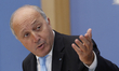 Laurent Fabius, french Minister of Foreign Affairs and International Development give toge...