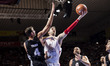 Pau Gasol from Spain of San Antonio Spurs defended by Jordi Trias  from Spain of ICL Manre...