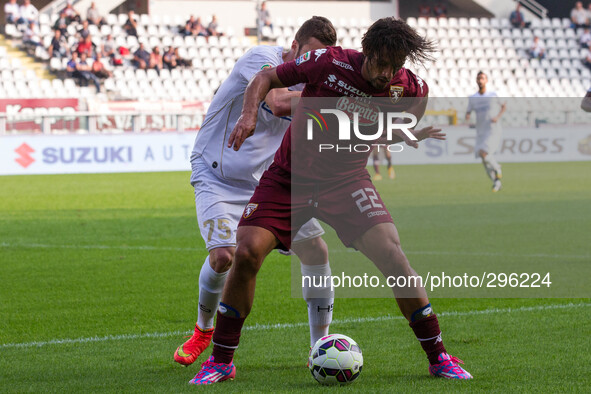 Torino forward Amauri de Oliveira (22) defend the ball against Udinese defender Thomas Heurtaux (75) during the Serie A football match n.7 T...