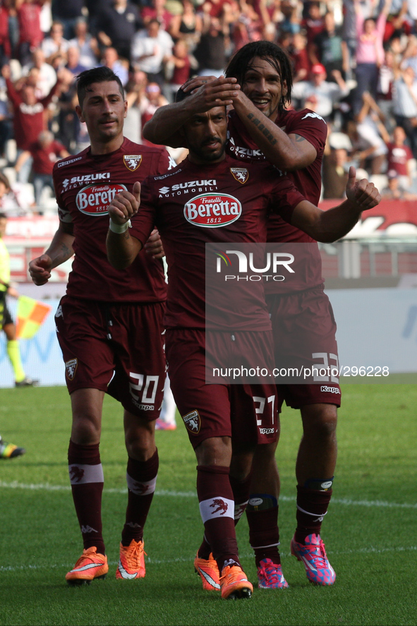 Torino forward Fabio Quagliarella (27) scores his goal and doesn't celebrate during the Serie A football match n.7 TORINO - UDINESE on 19/10...