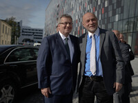 Polish President, Bronisław Komorowski (Left), leaves ICE Krakow Cenetr after he met with 600 participants of the Nationwide Large Family Ca...
