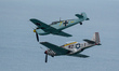 Hispano Buchon "Yellow 7" and P-51 Mustang during the 2018 Bray Air Display in Bray, Irela...