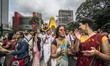 People participate in the annual Hindu festival "Ratha Yatra", in Sao Paulo, Brazil, on Au...