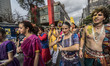 People participate in the annual Hindu festival "Ratha Yatra", in Sao Paulo, Brazil, on Au...