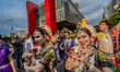 People participate in the annual Hindu festival "Ratha Yatra", in Sao Paulo, Brazil, on Au...