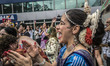 People participate in the annual Hindu festival "Ratha Yatra", in Sao Paulo, Brazil, on Au...