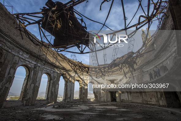 Pics taken on October 24, 2014. Ruined main hall of Darul Aman Palace during Mujahideen factions fought for control of Kabul in the early 19...