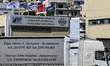 Central offices of Piraeus Port Authority with flags Piraeus Container Terminal operated b...