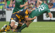 Craig Ronaldson of Connacht tackled by Joe Atkinson of Wasps during the Pre Season friendl...