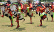 Performers action in a traditional art performance known as “Cowongan” and “Kuda Lumping”...