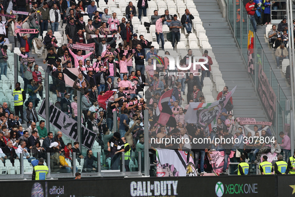 Palermo Supporters during the Serie A football match n.8 JUVENTUS - PALERMO on 26/10/14 at the Juventus Stadium in Turin, Italy.  