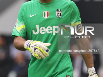 Juventus goalkeeper Gianluigi Buffon (1) during the Serie A football match n.8 JUVENTUS - PALERMO on 26/10/14 at the Juventus Stadium in Tur...