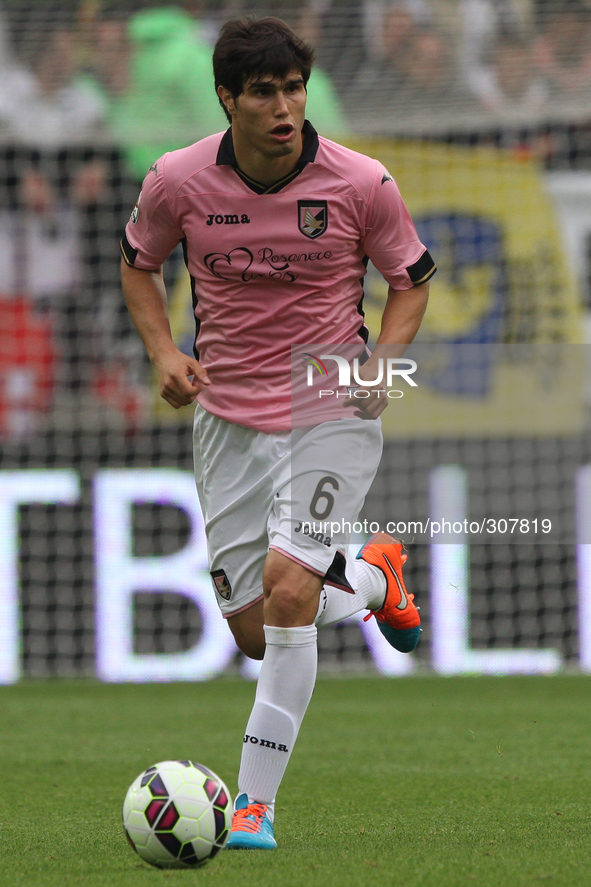 Palermo defender Ezequiel Munoz (6) in action during the Serie A football match n.8 JUVENTUS - PALERMO on 26/10/14 at the Juventus Stadium i...