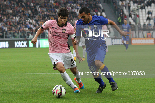 Juventus forward Carlos Tevez (10) in action during the Serie A football match n.8 JUVENTUS - PALERMO on 26/10/14 at the Juventus Stadium in...