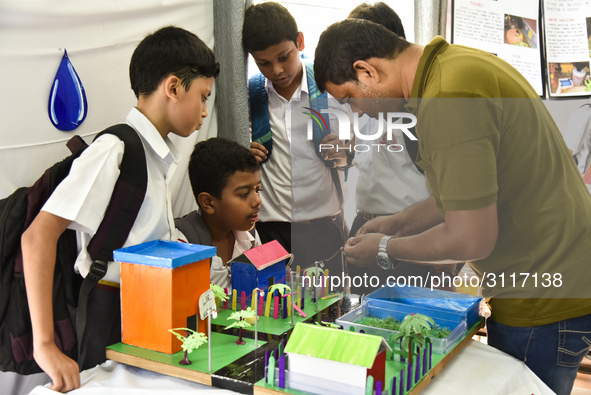 Students showcased their invention model in a science exhibition in Don Bosco School Guwahati, Assam, India on Friday, September 7, 2018. 