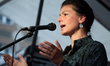 The faction leader of Die LINKE (the left) in the German Parliament (Bundestag) Sahra Wage...