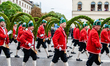 Members of a traditional Bavarian marching band drink beer in the Armbrustschuetzenzelt te...
