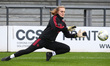 Fran Bentley of Manchester United Women during the pre-match warm-up during Women's Super...