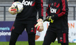 L-R Emily Ramsey of Manchester United Women and Fran Bentley of Manchester United Women d...