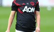 Charlie Devlin of Manchester United Women during the pre-match warm-up during Women's Sup...