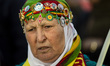 A Kurdish woman  attends a demostration 'Erdogan not welcome' to protest against the visit...