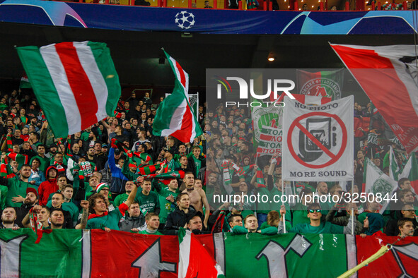 Fans of Lokomotiv Moscow  during the Group D match of the UEFA Champions League between FC Lokomotiv Moscow and FC Schalke 04 at Lokomotiv S... by Alex Cavendish/NurPhoto