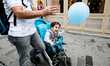 A child playing ballon  in Istiklal street , Istanbul 06.10.2018 