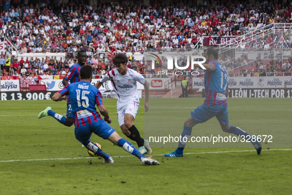 Denis Suarez, player of Sevilla F.C., in action during the match of La Liga (BBVA) between Sevilla FC and Levante UD at the Ramon Sanchez Pi...
