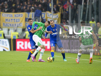  Simone Padoin, Abdelkader Ghezzal, Giorgio Chiellini and Andrea Rispoli during the Serie A match between Juventus FC and Parma FC. at Juven...