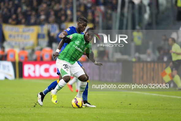  Paul Pogba and Afriyie Acquah during the Serie A match between Juventus FC and Parma FC. at Juventus Stafium  on november 9, 2014 in Torino...