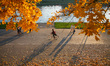A sunny autumn day by the Vistula boulevards in Krakow, Poland on 13 October, 2018. 