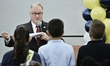 Scott Wagner (R) reacts to a question of students at a forum for the Democratic and Republ...