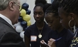 Scott Wagner and students interact after a candidate forum at the School District of Phila...
