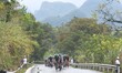 xxx from xxx Team ahead of the fifth stage, 212.2km from Liuzhou to Guilin, of the 2nd Cyc...