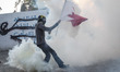 Clashes between anti-regime protesters and riot police after preventing the rally in the a...