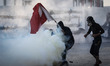 Clashes between anti-regime protesters and riot police after preventing the rally in the a...