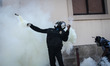 Clashes between anti-regime protesters and riot police after preventing the rally in the a...