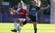 L-R Leah Williamson of Arsenal  and Gemma Davison of Reading FC Women during Women's Supe...
