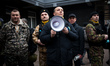 Maidan Commandant and MP Andriy Parubiy and Anti-government protestors of the "14 Hundred...