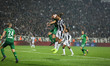 ALEKSANDAR PRIJOVIC (PAOK) and DIMITRIS KOLOVETSIOS (Panathinaikos) in the air. FC PAOK vs...