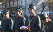 Participants in WWI uniforms during the 'Independence here began' event - the 100th annive...