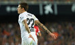 Santi Mina of Valencia CF reacts during the La Liga match between Valencia CF and Girona F...