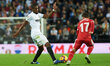 Geoffrey Kondogbia of Valencia CF and Roberts of Girona FC during the La Liga match betwee...