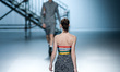 A model showcases designs by David Delfín on the show during Mercedes Benz Fashion Week Ma...