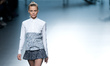 A model showcases designs by David Delfín on the show during Mercedes Benz Fashion Week Ma...