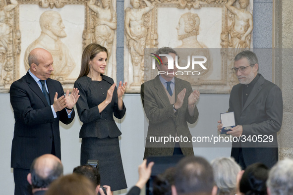  Queen Letizia of Spain attends the 2013 Velazquez Plastic Arts Awards ceremony at El Prado Museum on November 17, 2014 in Madrid, Spain.  P...